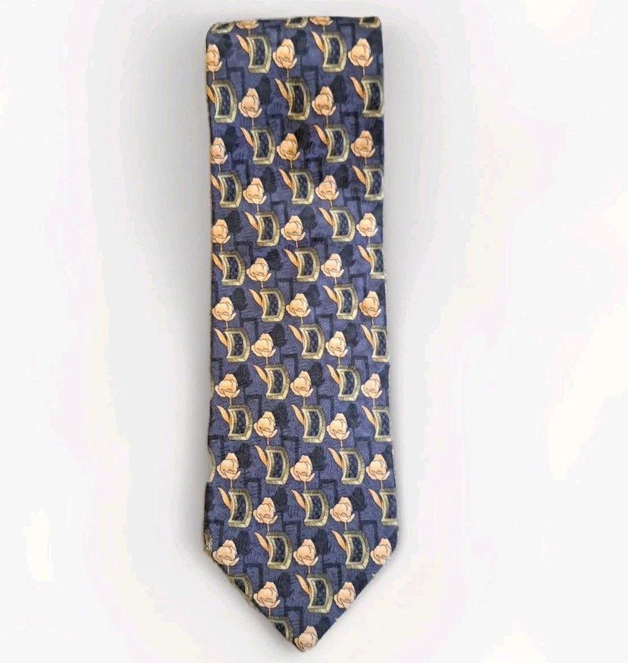 Corbata Ermenegildo Zegna Para Hombre 100% Seda Carbón Rosas Doradas Hecha en Italia Foto 2 de 4