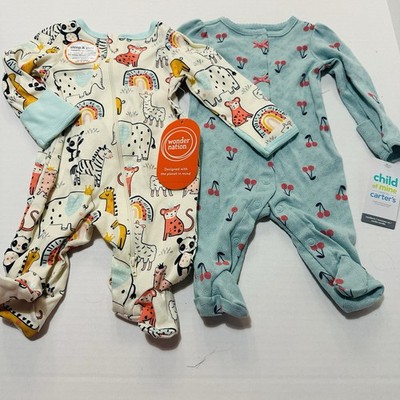 Baby girl Newborn Sleeper set Animals & cherries Outfits