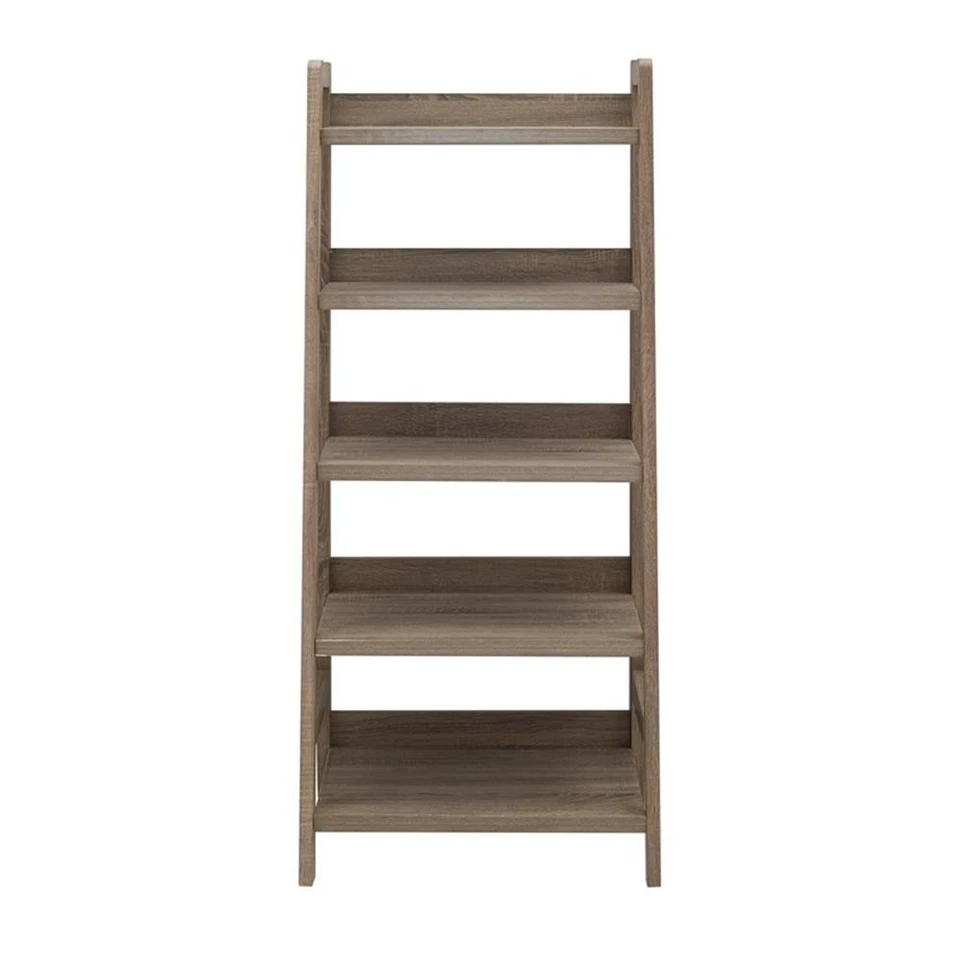 Linon Tracey Five Open Shelf Wood Ladder Bookcase in Gray Finish - Image 3 of 4