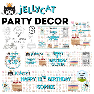 KATZE PERSONALISIERT KINDER PARTY DEKO GEBURTSTAG INDIVIDUELL NAME DEKO KINDER JELLY