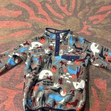 Patagonia Synchilla Kids Fleece Jacket Animal Print Snap Closure L 12