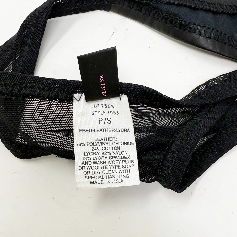 New Vintage FREDERICKS OF HOLLYWOOD Women’s Black Vegan Leather Thong USA Sz S - Image 4 of 4