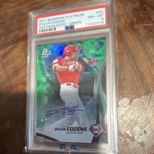 Topps 2017 Bowman Platinum Dylan Cozens Phillies Auto RC Green /75 TPA-DC PSA