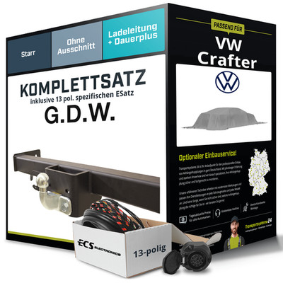 Für VW Crafter Typ SY Kasten,Bus Anhängerkupplung starr +eSatz 13pol 16- kpl.