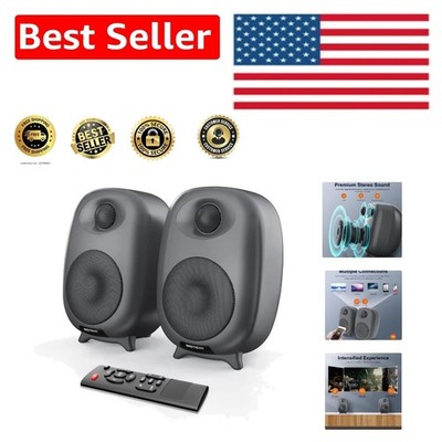 Powered Studio Monitor Speakers, 60W Bluetooth with Optical Input - Gray