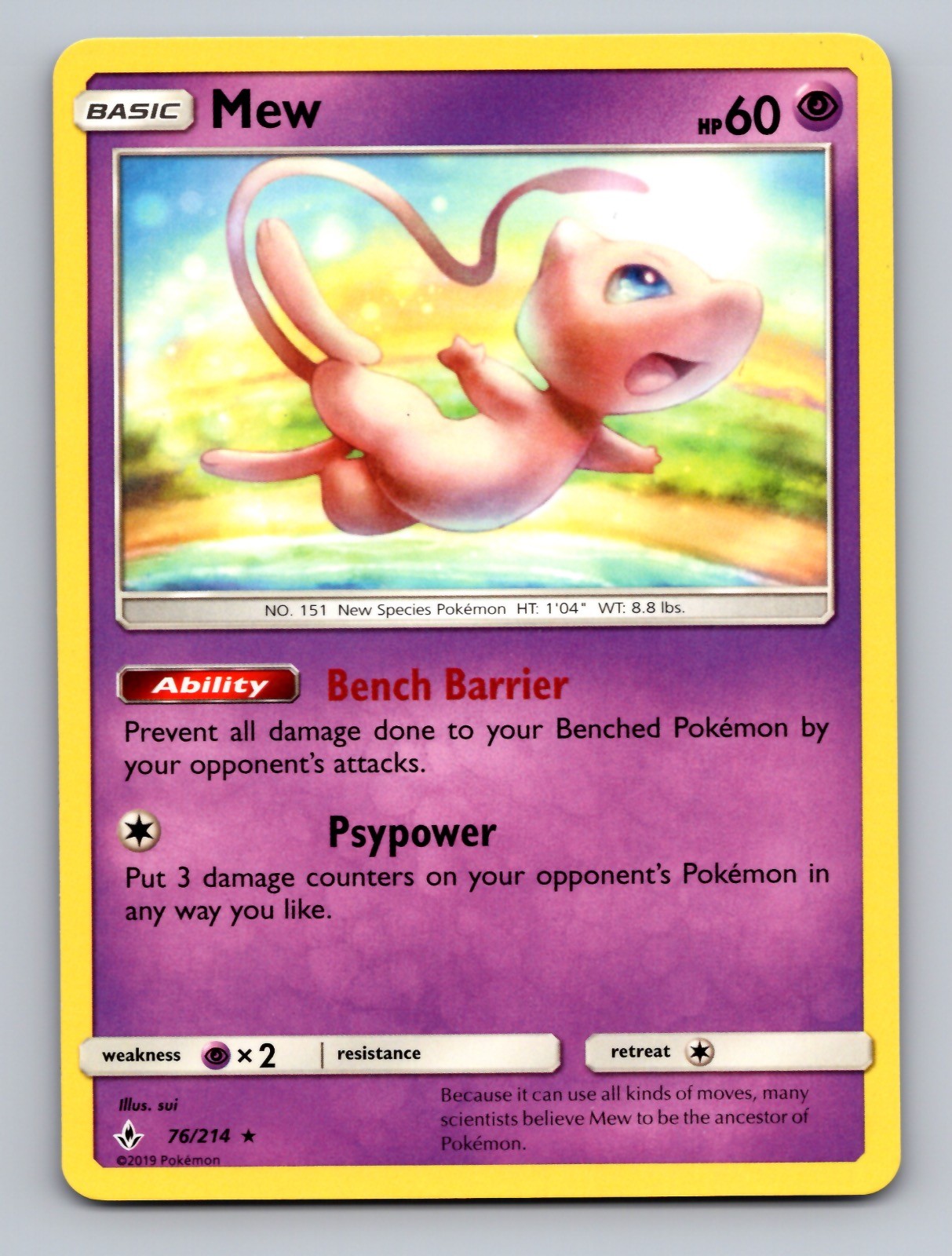 Mew 76/214 Holo Rare Unbroken Bonds Pokemon NM