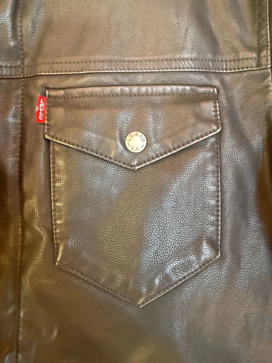 Levi's Faux Leather Trucker Jacket Black Size M - product detail image 5