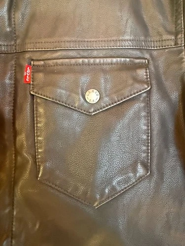 Levi's Faux Leather Trucker Jacket Black Size M image 5