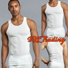 3-12 Pack Mens 100 Cotton Tank Top A-Shirt Wife-Beater Undershirt White S-3XL