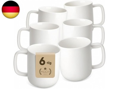 MALACASA Kaffeebecher 6er Set, Porzellan 300ML Becher Set, Moderne Kaffeetassen