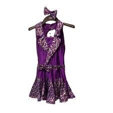 Revolution Dancewear Girls' Purple Sequin Tutu Dress LC Sleeveless Bow Ruffle