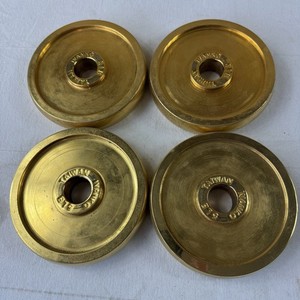 1" Ivanko gold plated Weight Plate Set 4X  5 lb pound standard size 1980s RARE