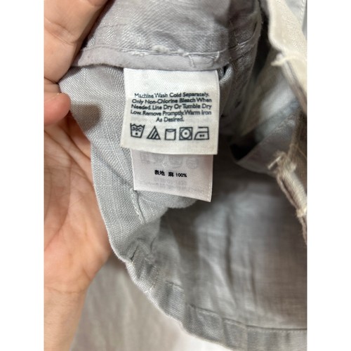 Eddie Bauer Jacket Small PETITE Gray 100% Linen Casual Patch Pockets Boxy - Picture 10 of 14