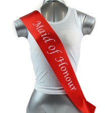 Hens Night Party Bridal Sash Red/White - Maid Of Honour