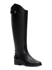 INC Womens Black Pull Tabs Snap Aleah Leather Riding Boot 9.5 M