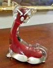Vintage Murano Unique Art Glass Cat Red/Clear & White - Nice!