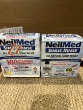 Lot Of 2 NeilMed Sinus Rinse All Natural Relief 100 60 Ea. Premixed Packets 160