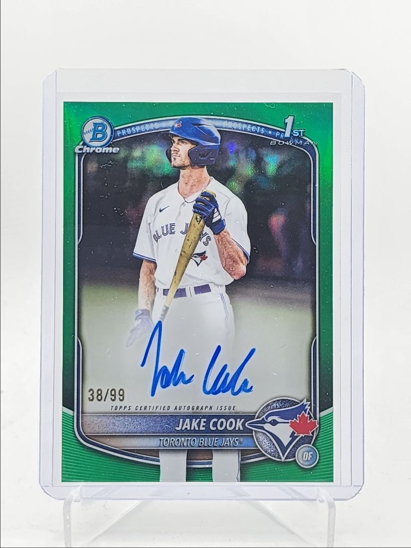 JAKE COOK 2025 BOWMAN CHROME DRAFT 1ST GREEN REFRACTOR AUTO /99 Q5498