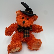 Russ Hocus Orange Bear With Witch Hat Plush