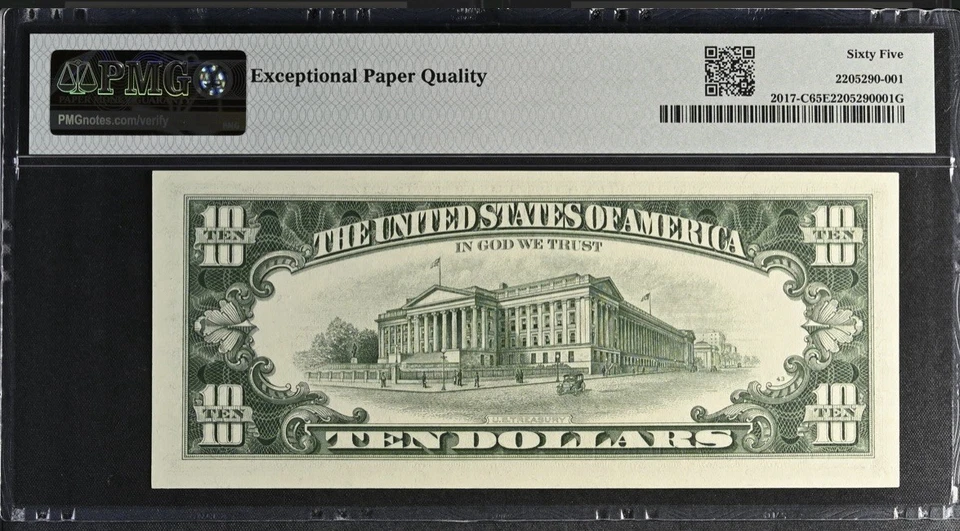 $10 1963A FRN Philadelphia Fr#2017-C (CB Block) S/N C00000009B pp A - Image 2 of 2