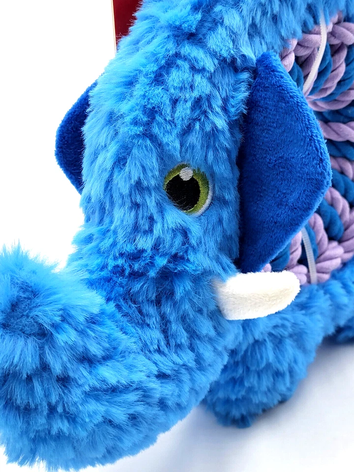 KONG Ringarooz Elefante Med Azul Fácil Agarre Chirriante Tirar y Masticar Perro Cuerda Juguete 10x8" Foto 4 de 4