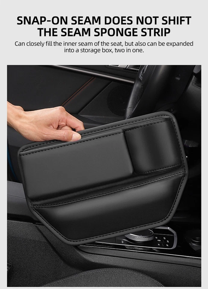Car Seat Gap Storage Bag Crevice Box PU Leather Console Side Organizer Holder - Image 3 of 4