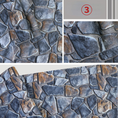 3D PVC Stone Effect Wallpaper Wall Stickers Waterproof Living Room Vintage Decor