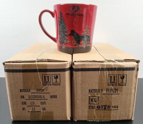 4 Mossy Oak Red Reactive Wolf Mugs Set 16 Oz Cups Hunt Camp Fish Outdoor Lot NEW - Picture 6 of 24