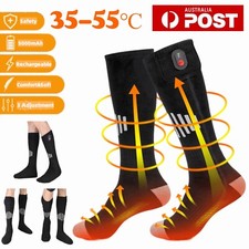 5000mAh Electric Heated Socks Cotton Winter Warmer Boot Feet Foot USB Battery AU