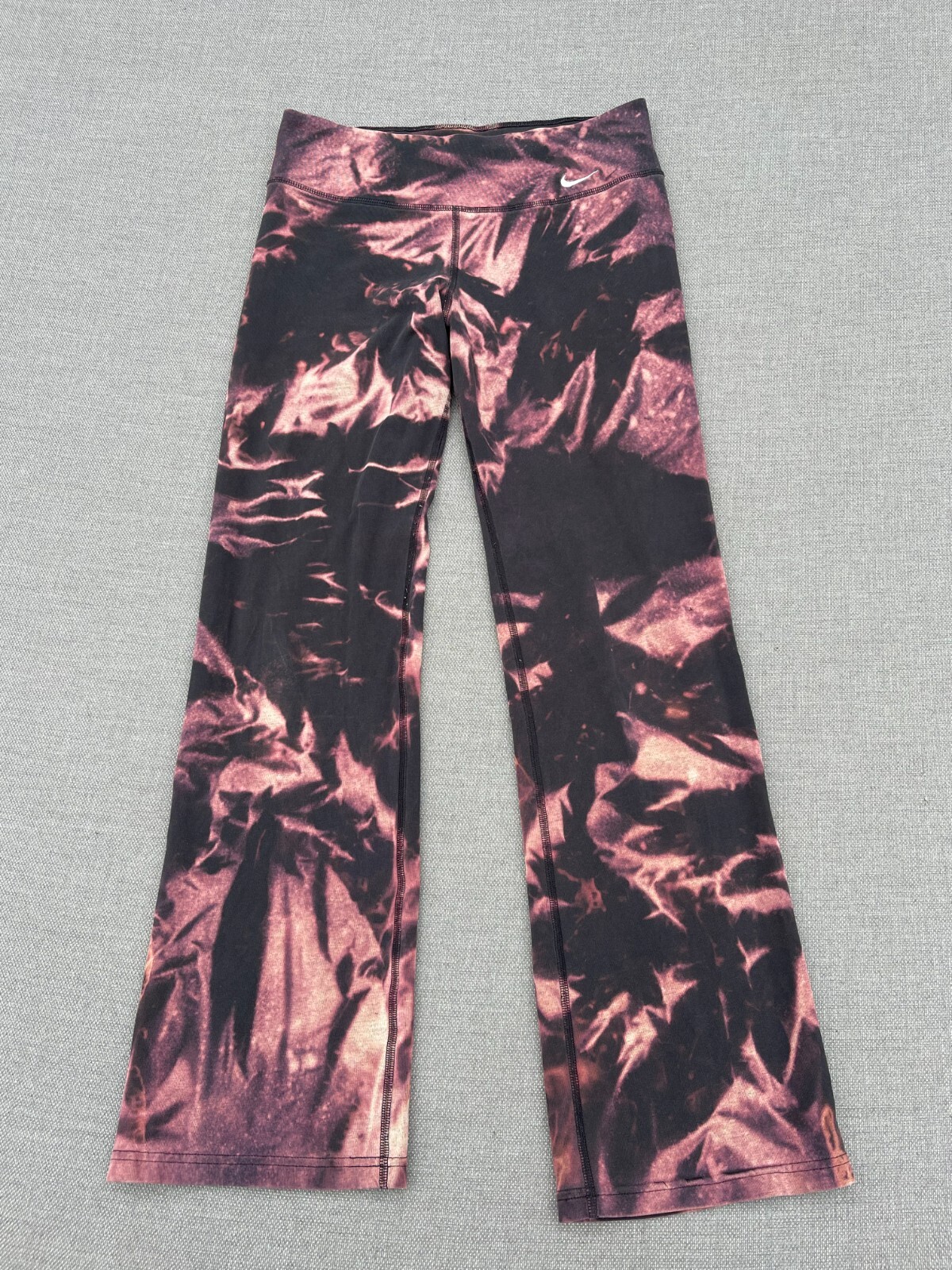 Nike Yoga Pants Women's Medium Black Tie Dye Dri-Fit Athletic Straight #548514-image