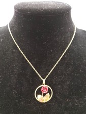 Necklace Women Fashion Rose Pendant Gold Plated 16"