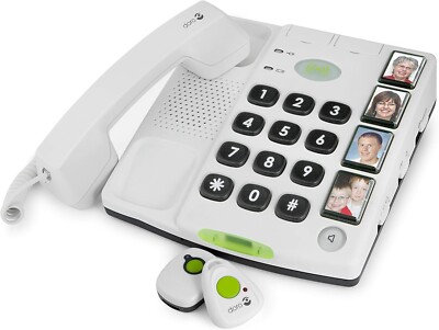Doro Secure 347 Schnurgebundenes Seniorentelefon in weiss mit Fototasten Alarm