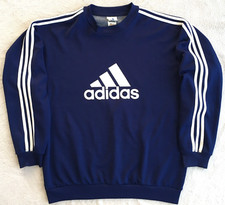 Adidas RARE vintage 90s Y2K mens Navy Blue Big Logo Sweatshirt size L