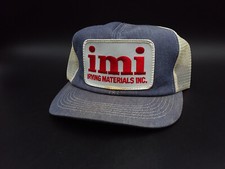 Vintage IMI Irving Materials patch denim  white mesh snapback Trucker hat USA
