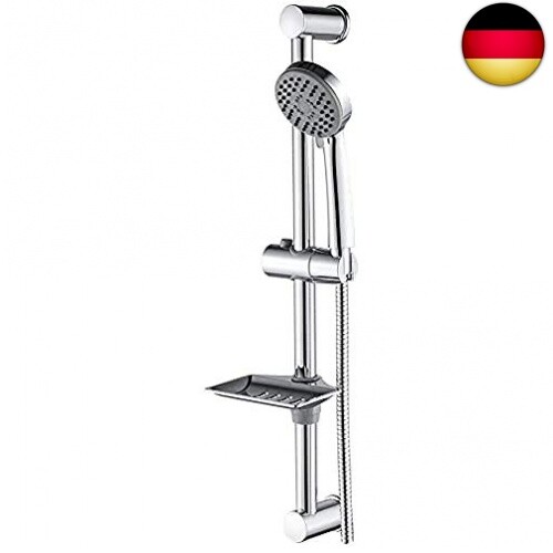 Ibergrif Duschstange Edelstahl Mit Handbrause, 1.7M Schlauch, Seifenschale,-image