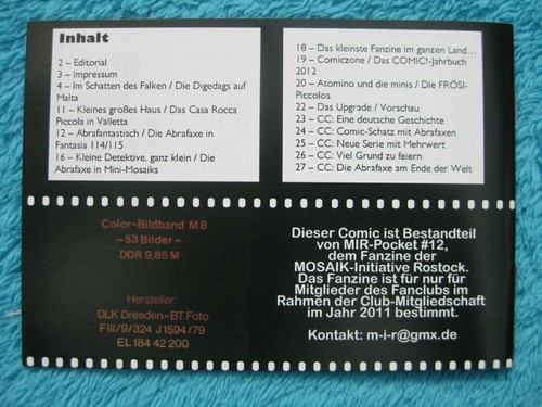 FANZINE MIR POCKET Nº 12 MOSAICO 2011 Digedags Iniciativa MOSAICO Rostock RARO - Imagen 2 de 2