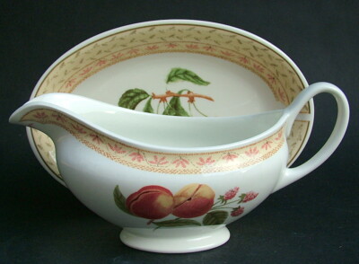 Johnson Brothers 2000er Obstprobe Sauciere & Ständer - sieht unbenutzt aus