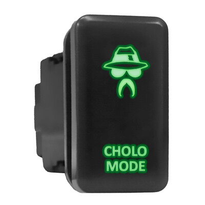 CHOLO MODE - Green Backlit Tall Push In Switch  1.54''x 0.83'' (Fit: Toyota)