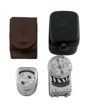 2x KODAK Kodalux L METRAPHOT metal hot shoe exposure meter mechanic working !!!