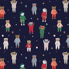 Feline Drive Fabric THE CAT'S PAJAMAS Sleepy Cats Black Fat Quarter (18"x22") FQ