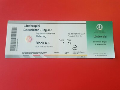 Used Ticket FIFA WC 2010 Test Deutschland Germany DFB vs England