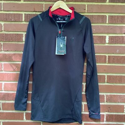 Spyder Active Men's 1/4 Zip Long Sleeve Performance Pullover in Black Size Small