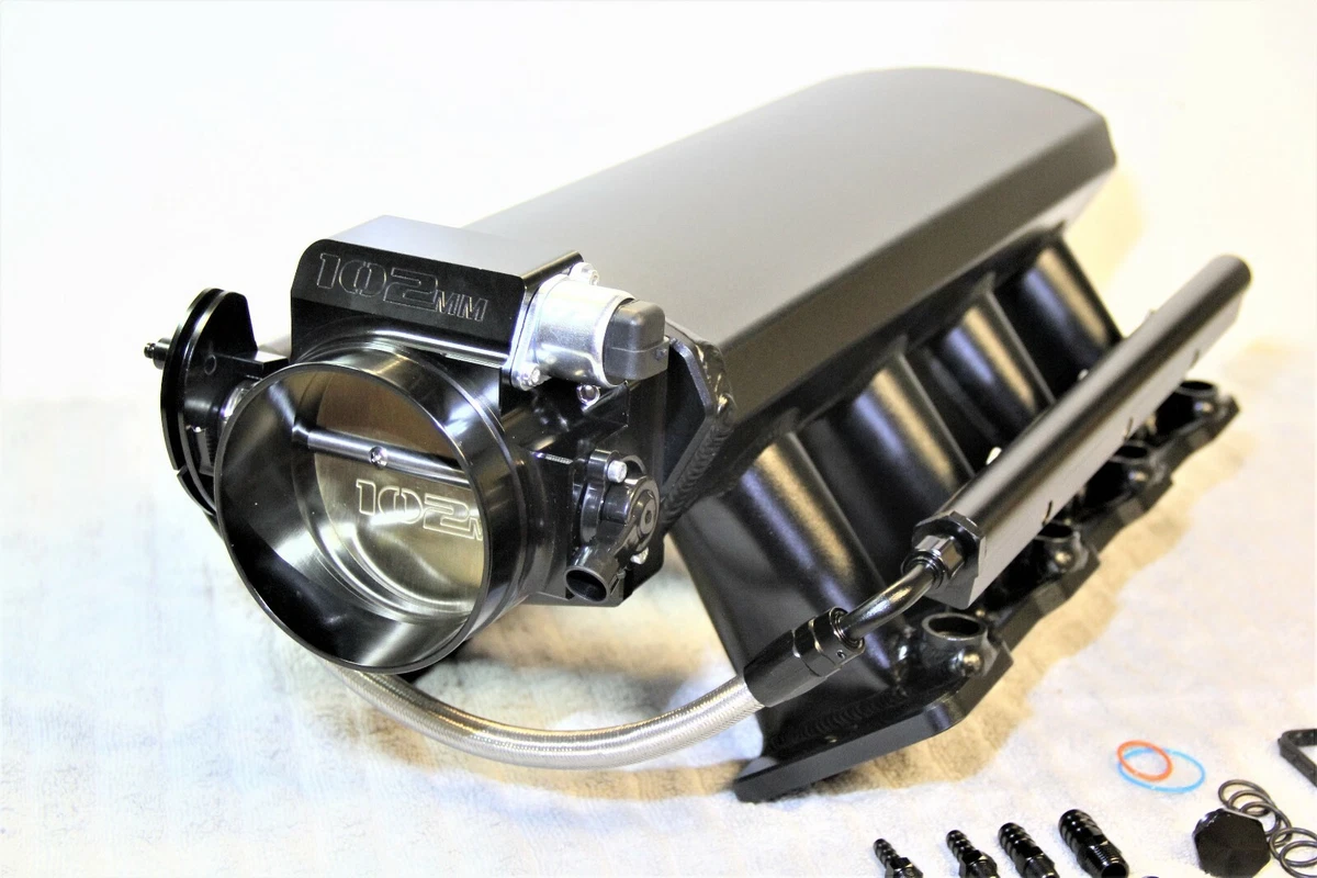 102MM ALUMINUM LS1 LS2 LS6 INTAKE MANIFOLD 5.3L 6.0L 5.7L BLACK W THROTTLE BODY