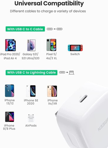 USB C Plug Adapter Fast Charging Charger Socket Type C For Apple Samsung 20W PD - Picture 7 of 8