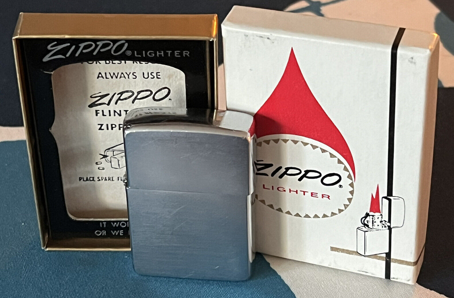 Vintage Slim Zippo 1974 High Polish Chrome Lighter, UNUSED w/ BOX, RARE