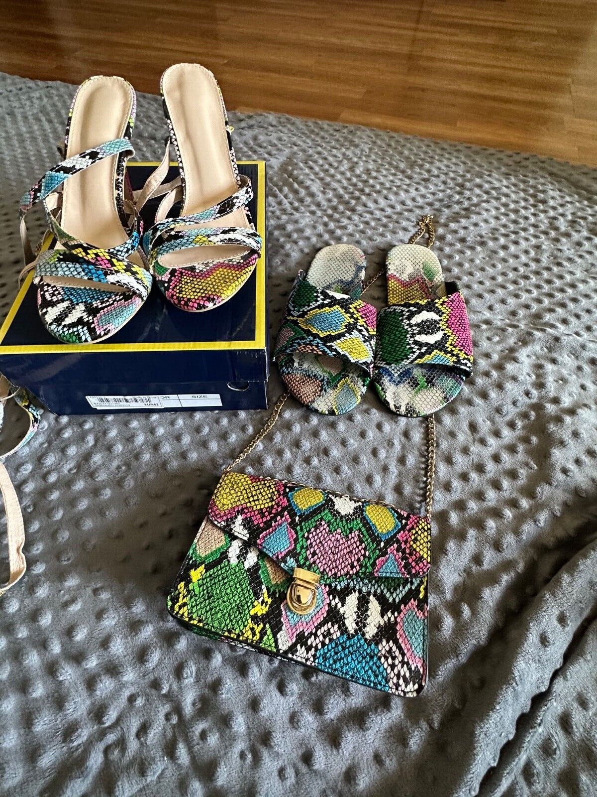 Snake Print Laceup Heels Colorful and Comfortable Size 10 eBay