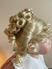 Bell Doll Wig, Size 13-14, Pale Blond Upswept Curls