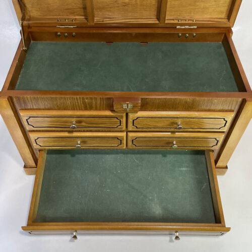 Thomas Paccioni Museum Series Wood 4 Drawer Green Flocked Jewelry Box Chest - Picture 10 of 21
