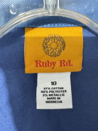 Ruby Rd Jacket Women's 10 Blue Metallic Cowl Neck Rain Coat Rain Jacket - Picture 2 of 7
