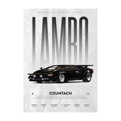 Lamborghini Countach Poster Druck | Wandkunst | Auto Bild